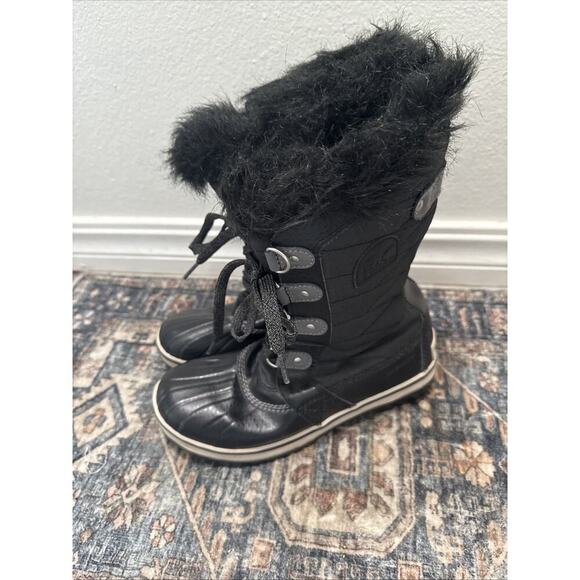 Sorel Faux Fur Black Lace Up Boots Women's Size 5 Super Cute - Picture 2 of 8